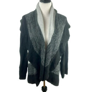 Charter‎ Club Cardigan Sweater Women Plus 3X Black Gold Open Front Shall Collar